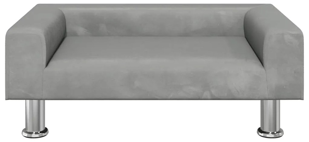 Cama para cães 70x45x26,5 cm veludo cinzento-claro