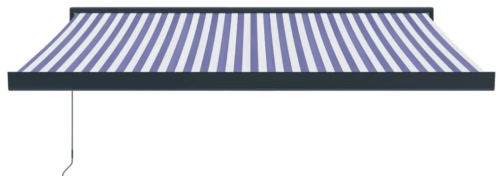 Toldo retrátil 3,5x2,5 m tecido e alumínio azul e branco