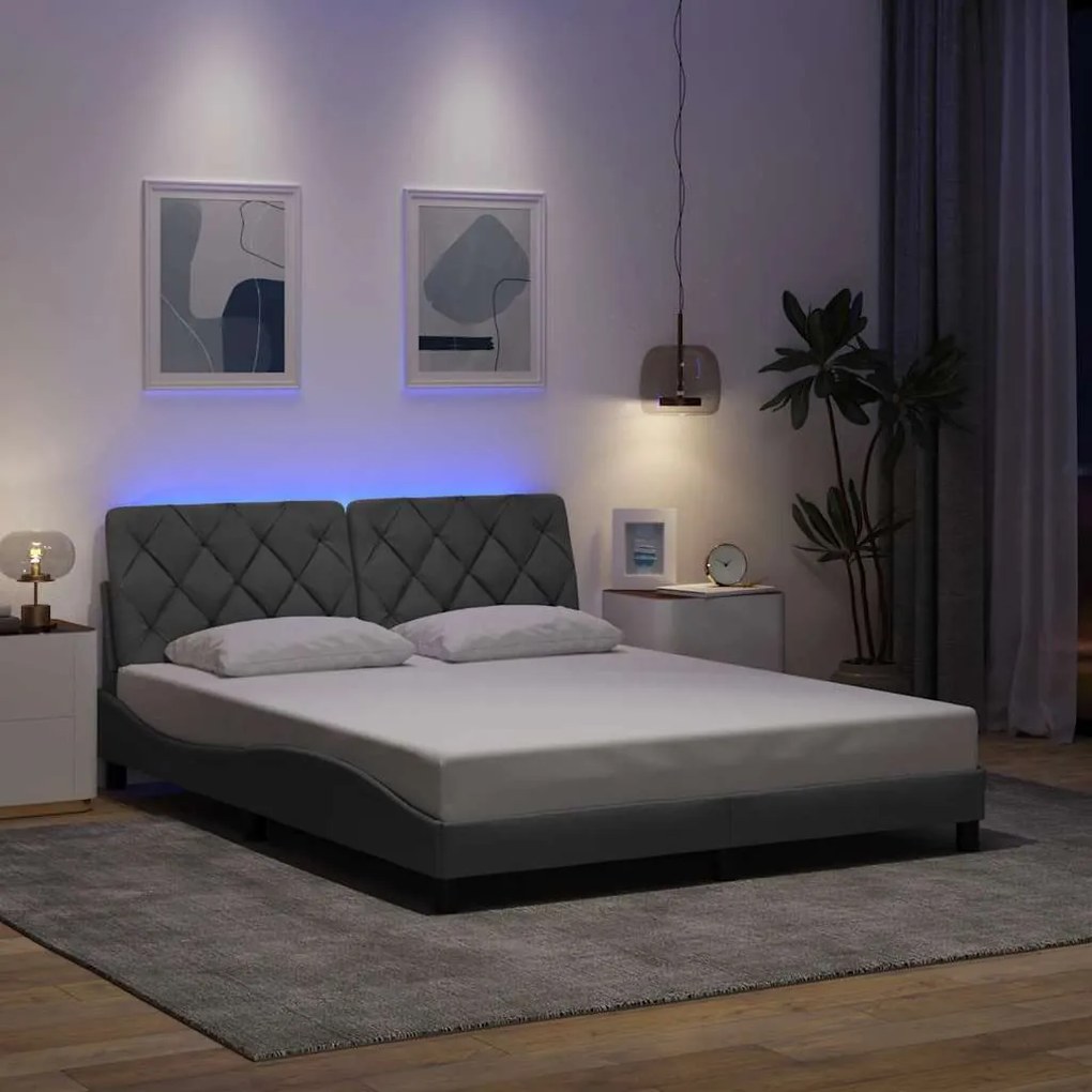 vidaXL Estrutura de cama com LED sem colchão 160x200 cm tecido