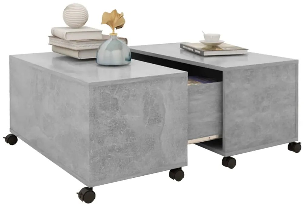 Mesa de centro 75x75x38 cm contraplacado cinzento cimento