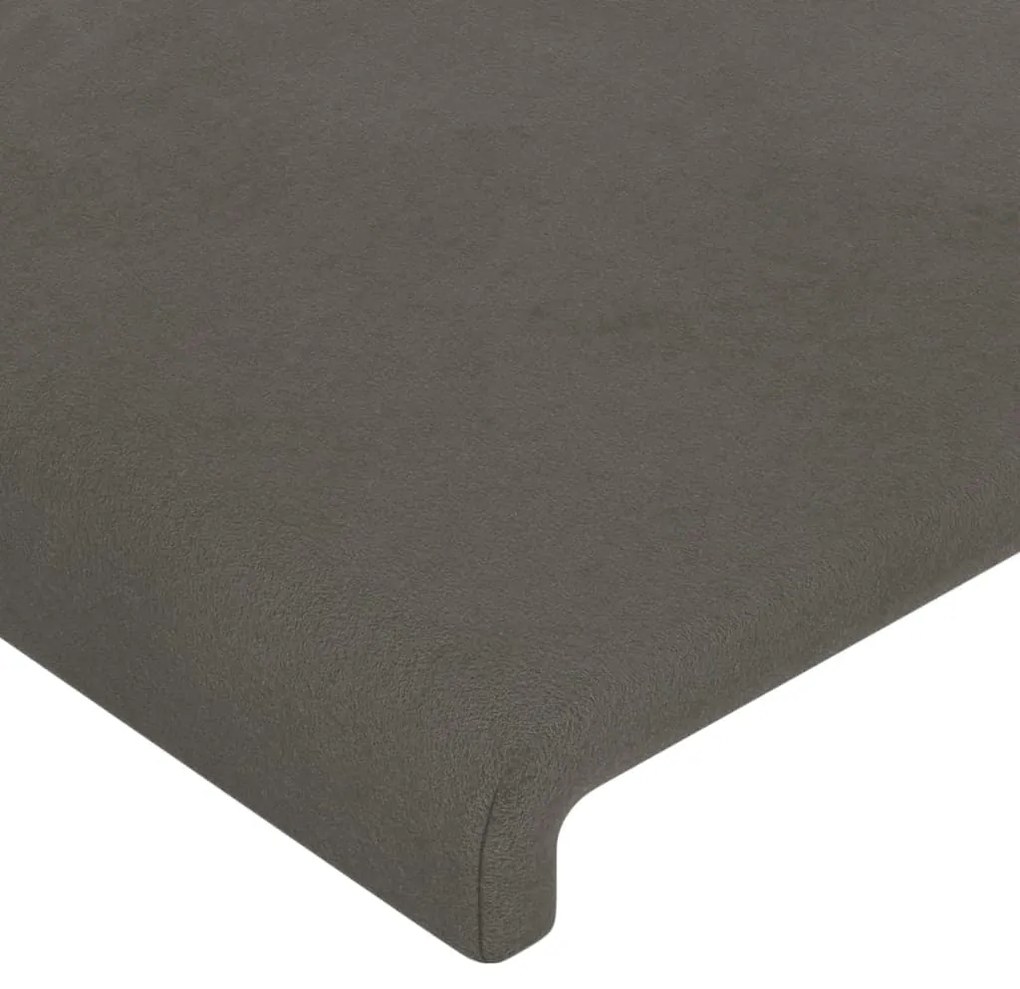 Cabeceira de cama c/ abas veludo 203x23x78/88cm cinzento-escuro