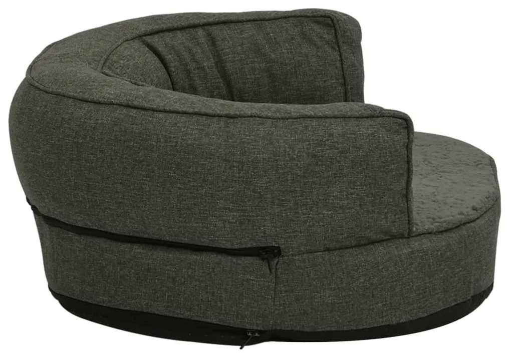 Cama p/ cães ergonóm. 75x53cm aspeto linho pelúcia cinza-escuro