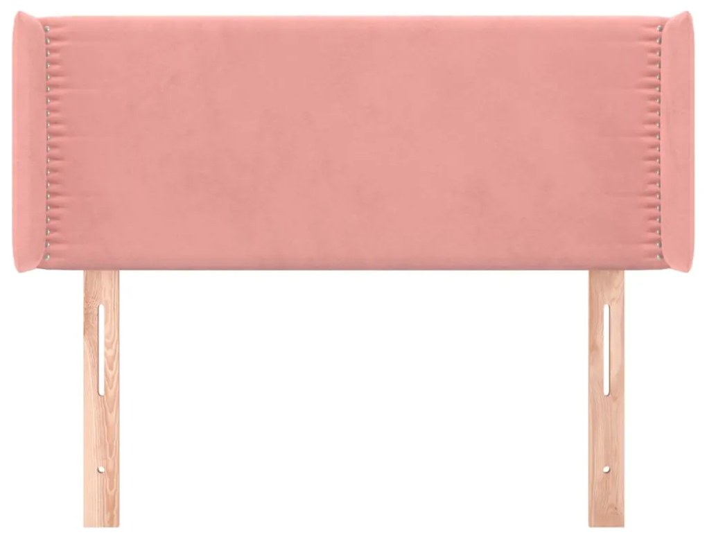 Cabeceira de cama c/ abas veludo 103x16x78/88 cm rosa