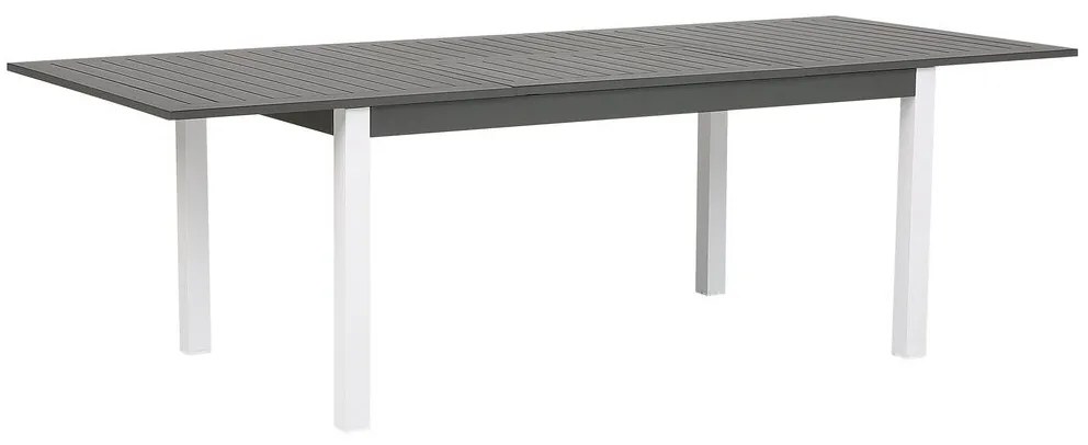 Mesa de jardim extensível em alumínio cinzenta e branca 168/248 x 100 cm PANCOLE Beliani