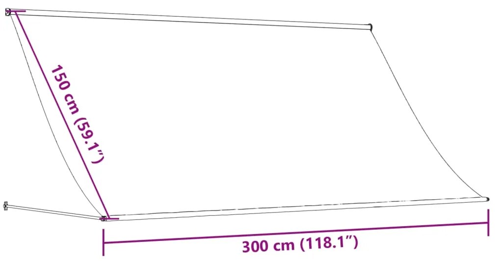 Toldo retrátil 300x150 cm tecido e aço antracite