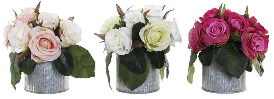 Planta Decorativa DKD Home Decor Branco Cor de Rosa Plástico Tecido Fúcsia (3 pcs)