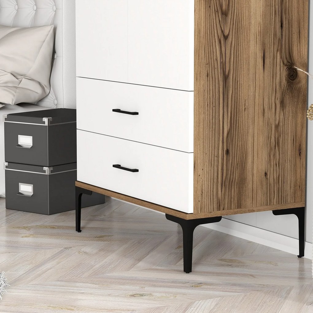 Roupeiro Kumsal T – Nogueira e Branco – 80 x 47,5 x 201,4 cm