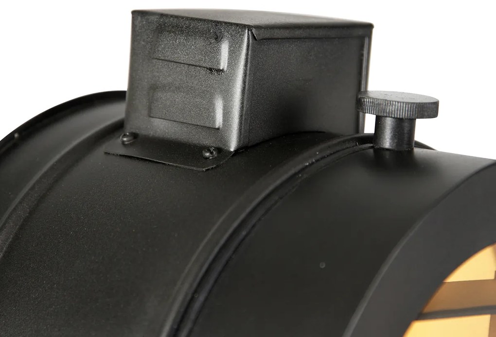 Candeeiro de pé tripé preto com spot de estúdio em madeira - Radient