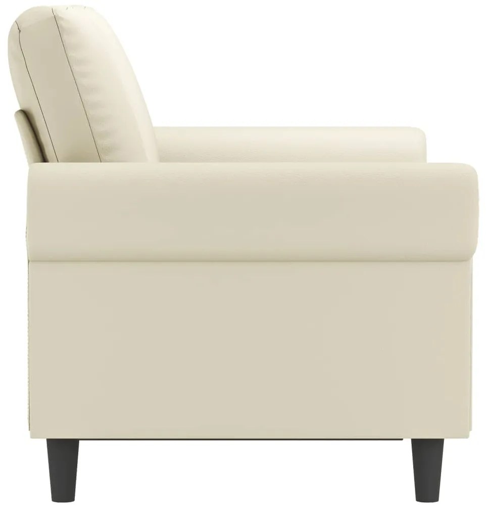 Sofá de 2 lugares 120 cm couro artificial cor creme