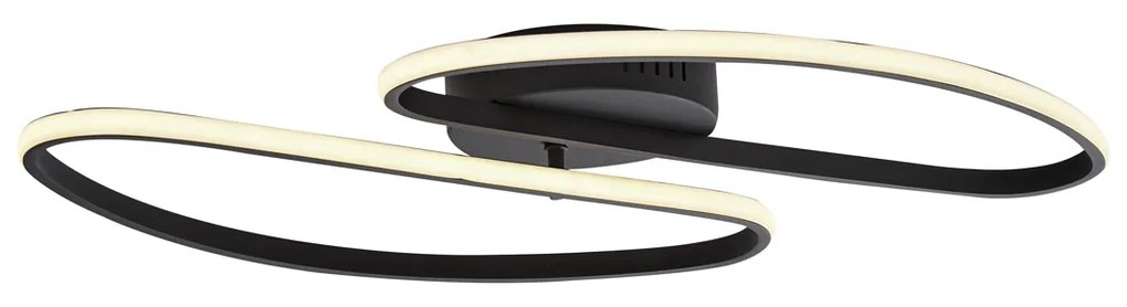 LED Plafon de design preto mate 65 cm regulável em 3 níveis 2 luzes - Pepe Design