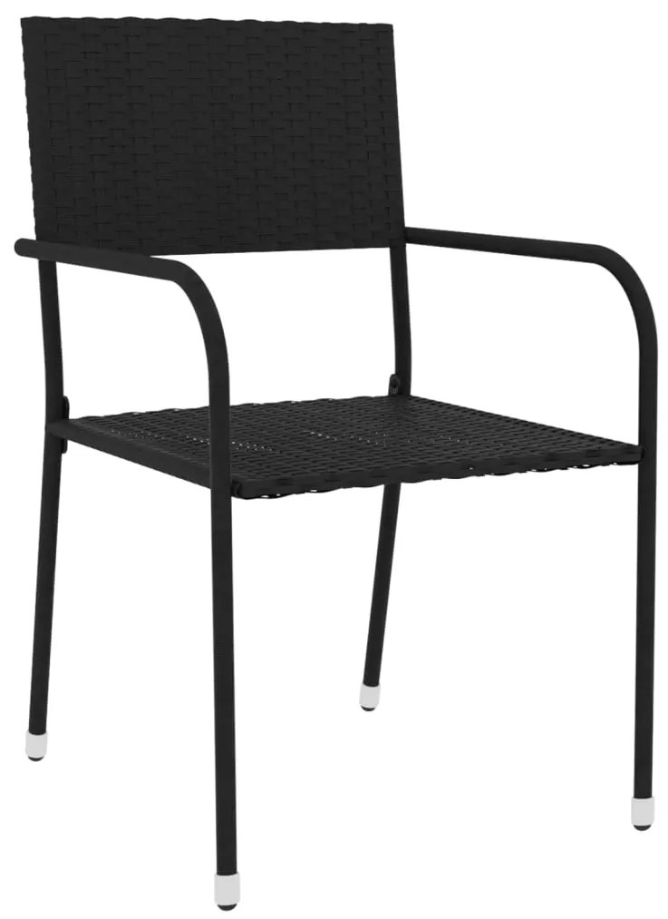 3 pcs conjunto de jantar para jardim vime PE preto