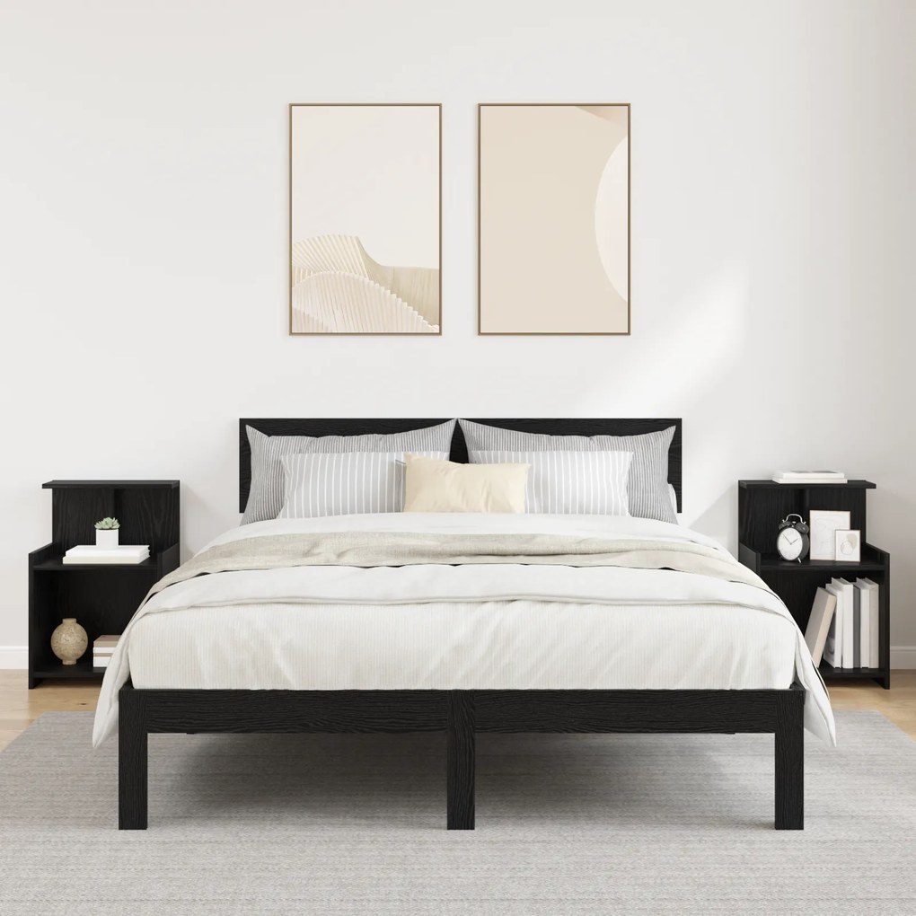 vidaXL Cômodas de Cama 2 pcs Carvalho Preto 40x35x60 cm Madeira Engenheirada