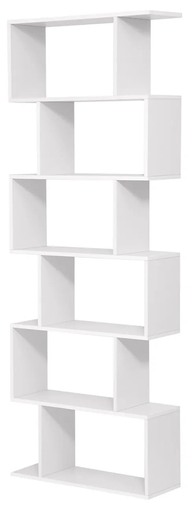 Estante de madeira com 6 prateleiras para sala ou escritório. | VASAGLE | 70 x 24 x 190.5 cm | branco | LBC61WT.