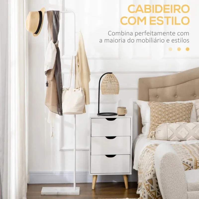 Cabide de Pé Galan – 35x25x170 cm – Branco – Base em Mármore