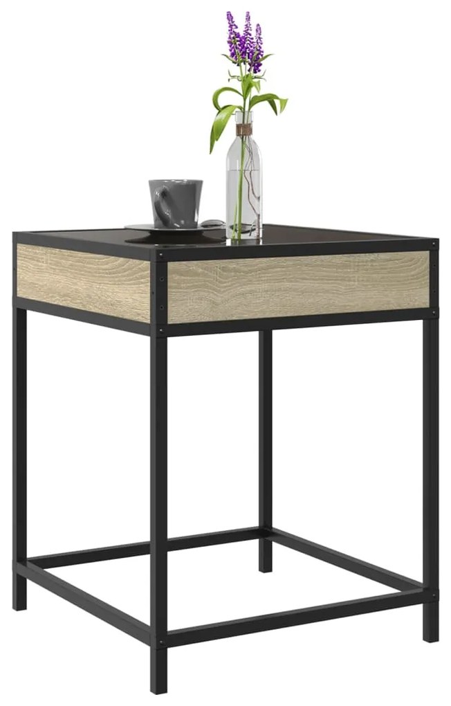 Mesa de centro luzes LED Infinity 40x40x51 cm carvalho sonoma