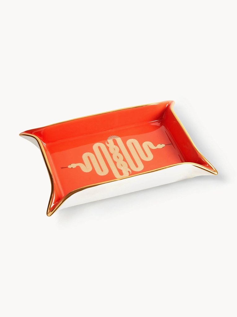 Decorative Porcelain Tray Snake with Gold