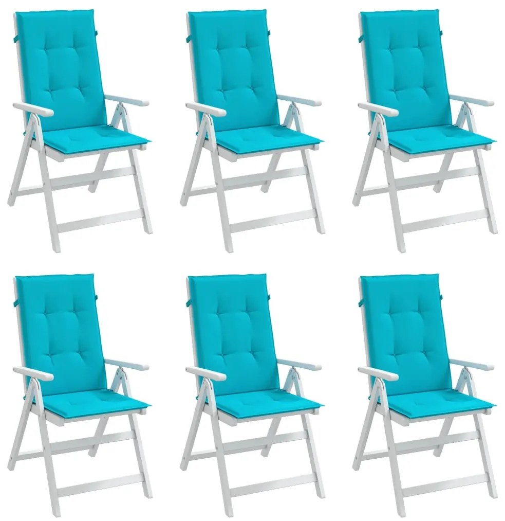Almofadões cadeira de encosto alto 6 pcs tecido turquesa