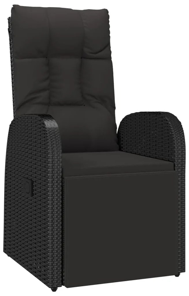 7 pcs conjunto de jantar p/ jardim vime PE/acácia maciça preto