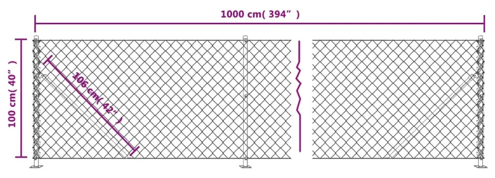 Cerca de arame com flange 1x10 m antracite