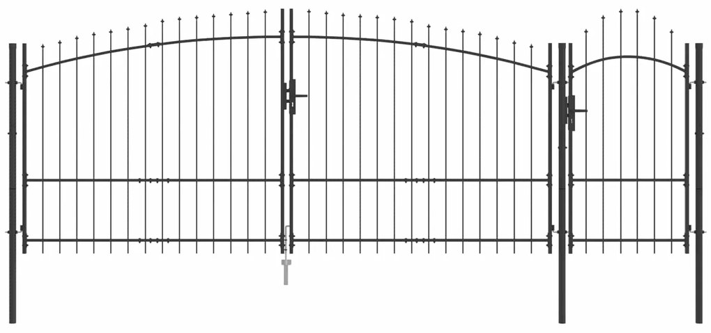 vidaXL Portão de Jardim com bloqueio Cinzeto 100 x 400 cm Aço