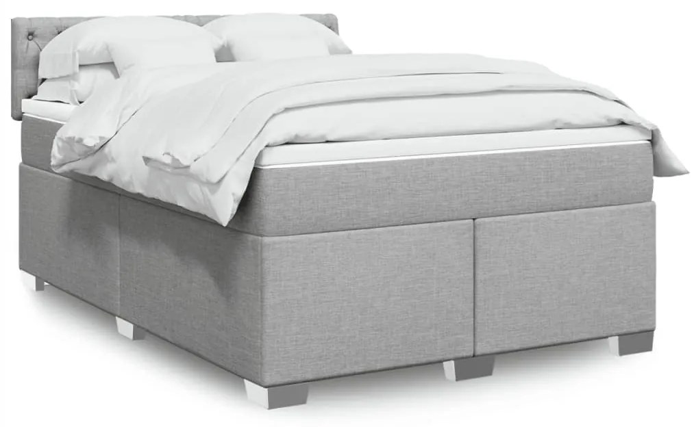 vidaXL Cama com molas/colchão 160x200 cm tecido cinzento-claro