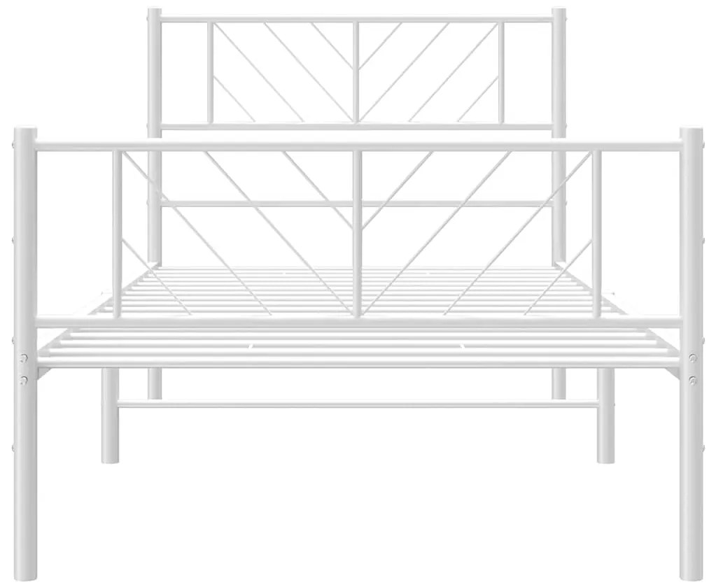 Estrutura de cama com cabeceira e pés 100x200 cm metal branco