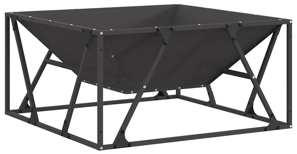 Fogueira Quadrada vidaXL Preta 80x80x40 cm Aço
