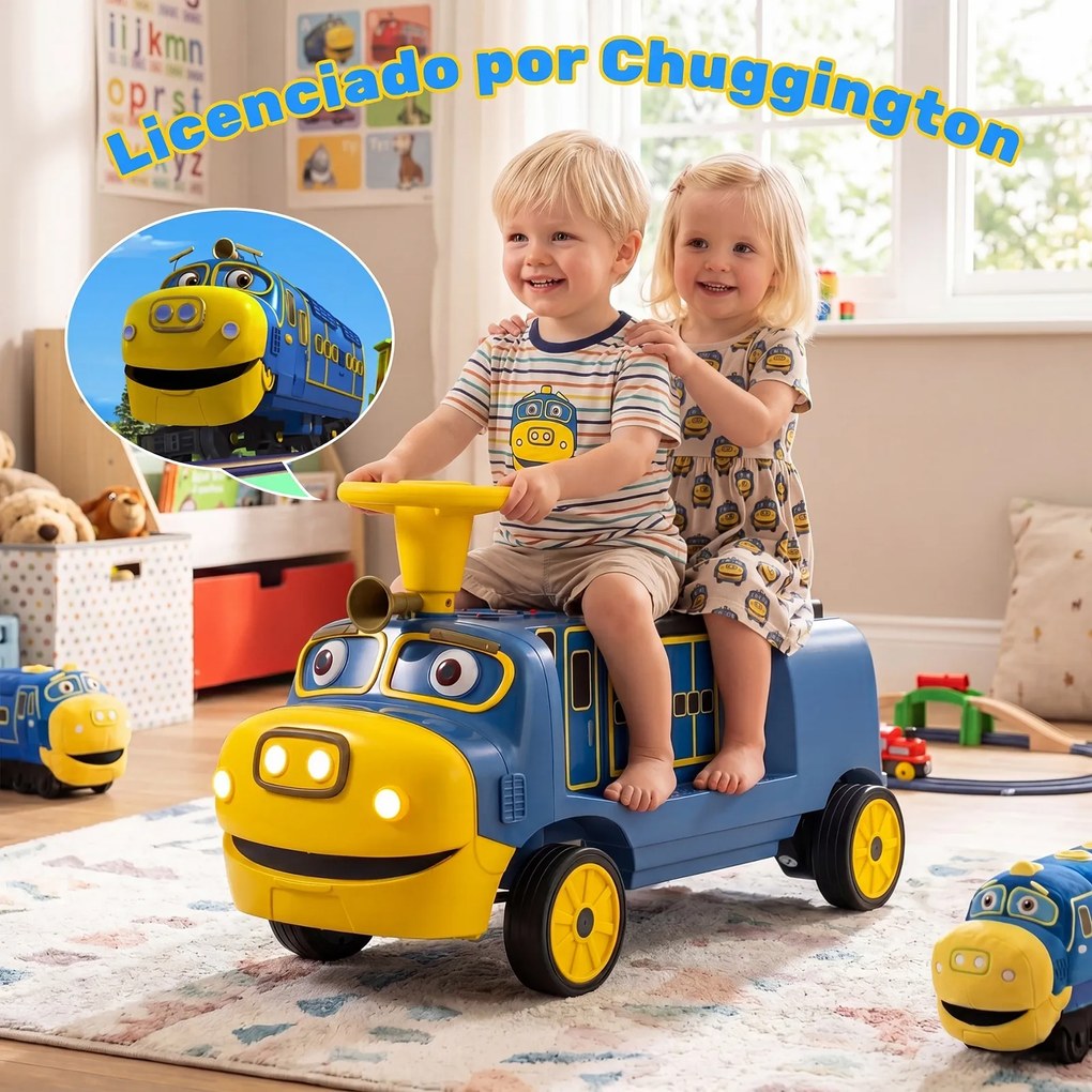 Comboio Elétrico Infantil para Conduzir de 3 a 6 anos, 93,3 x 39,5 x 52 cm, Motor Duplo de 35 W, Azul