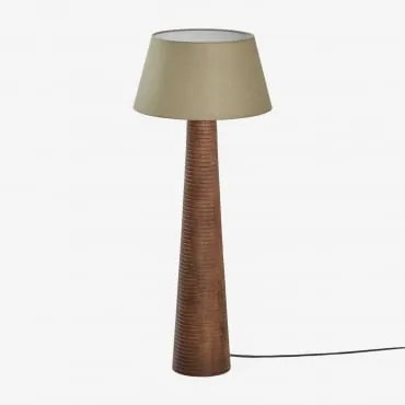 Luminária De Chão Em Madeira De Manga Malva ↑70 Cm & Sage Green Ø40 Cm Monaco - Sklum