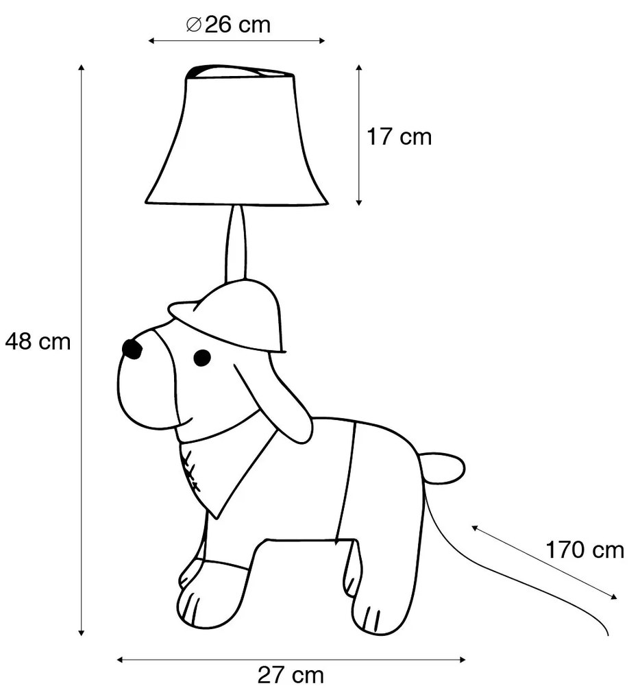 LED Candeeiro de mesa infantil cão de caça castanho - Spike Para crianças