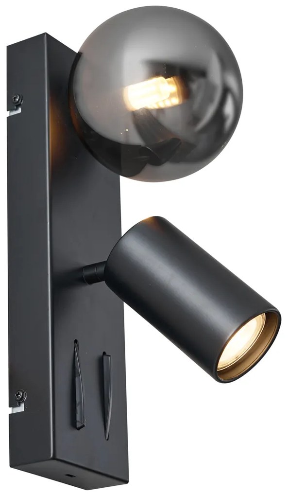 Candeeiro de parede moderno preto 2-luzes inclinável - Lesly Moderno