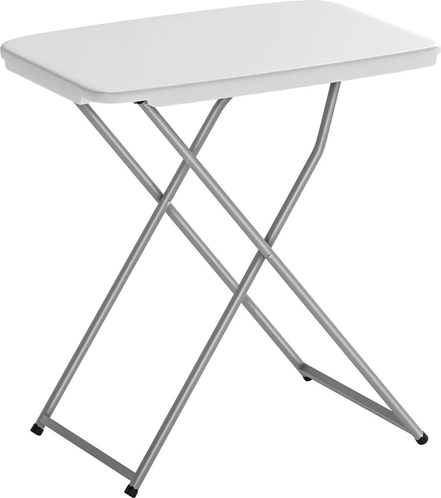 Outsunny Mesa Dobrável de Campismo 75x50x73,5 cm com Altura Ajustável em 5 Níveis com Bancada em HDPE e Estrutura Metálica Branco | Aosom Portugal