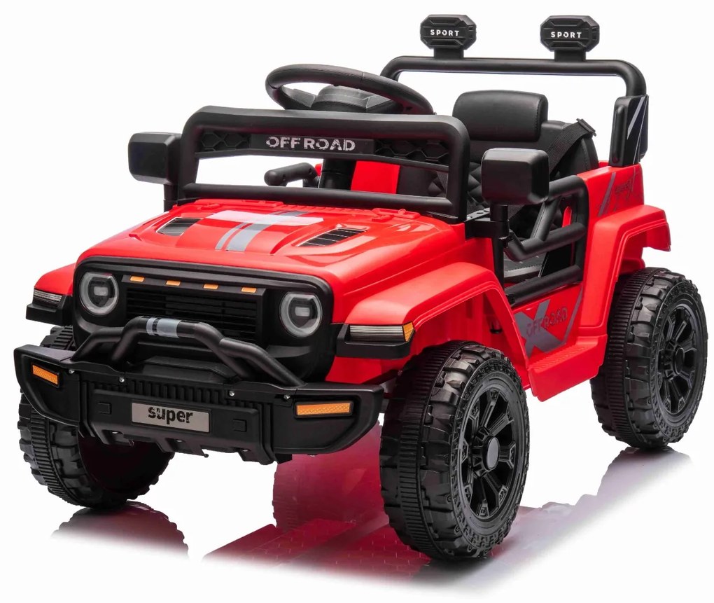Jipe elétrico para crianças OFFROAD NEW, bateria de lítio, chassis alto, banco largo, suspensão nas rodas traseiras, controlo remoto de 2,4 GHz, leito