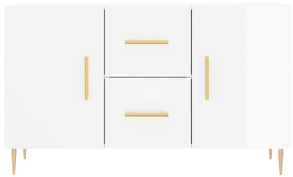 Aparador Daisy de 100cm - Branco Brilhante/Dourado - Design Moderno