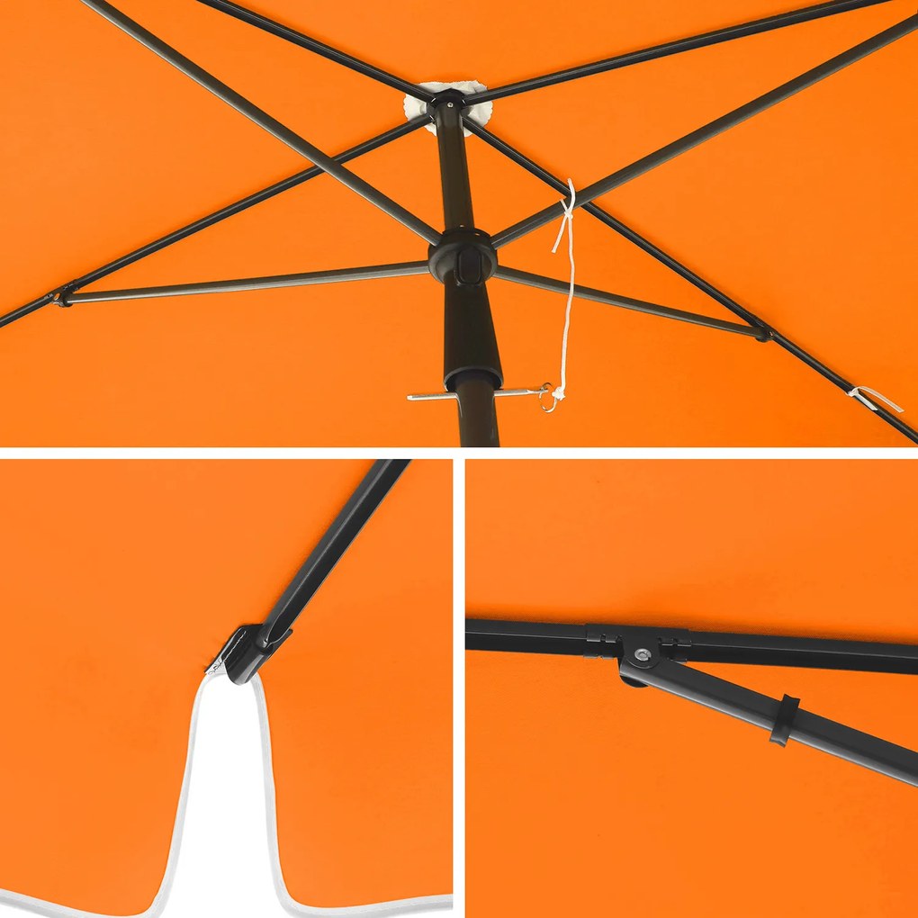 Guarda-sol jardim, praia 200 x 125 cm dobrável com inclinação Laranja