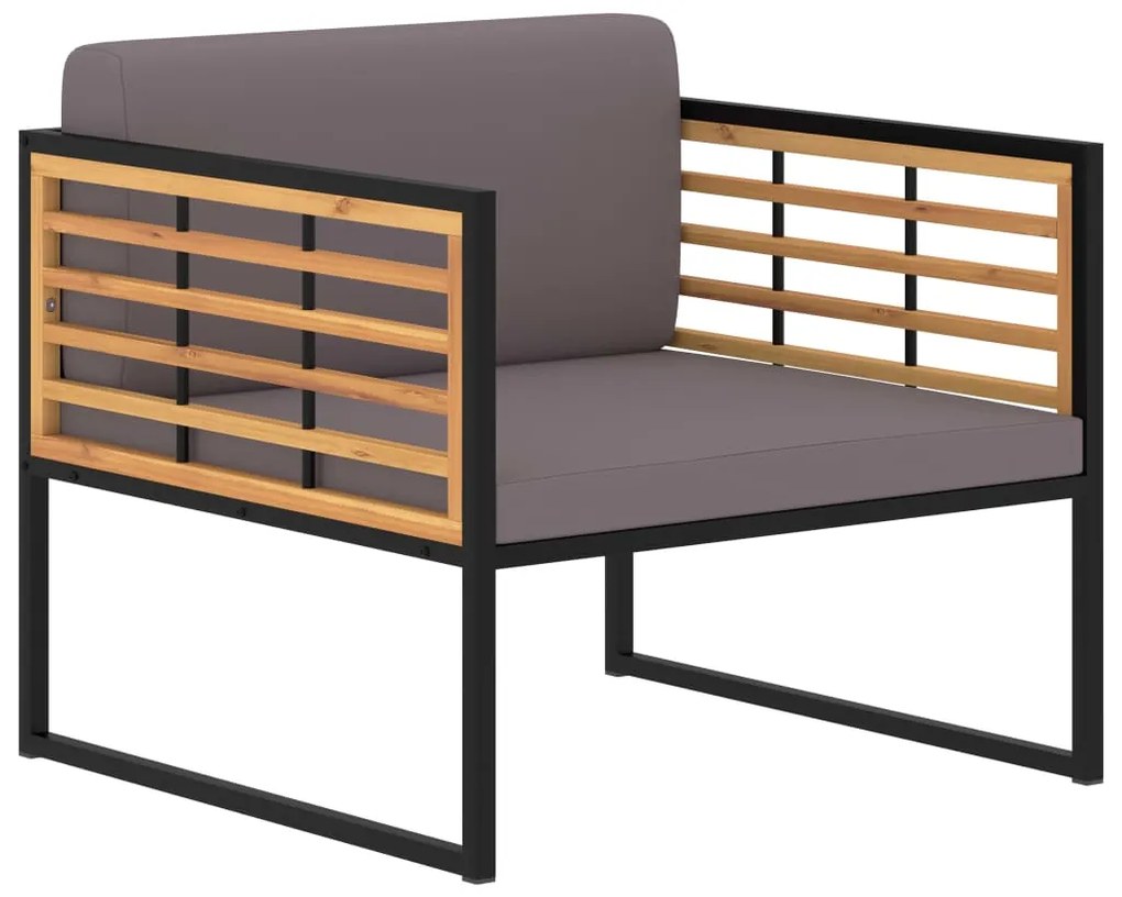 vidaXL Cadeiras jardim + almofadões 2pcs acácia maciça cinzento-escuro