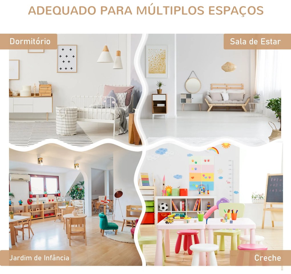 Conjunto Infantil de Mesa 2 Cadeiras e Banco com Armazenamento Móveis