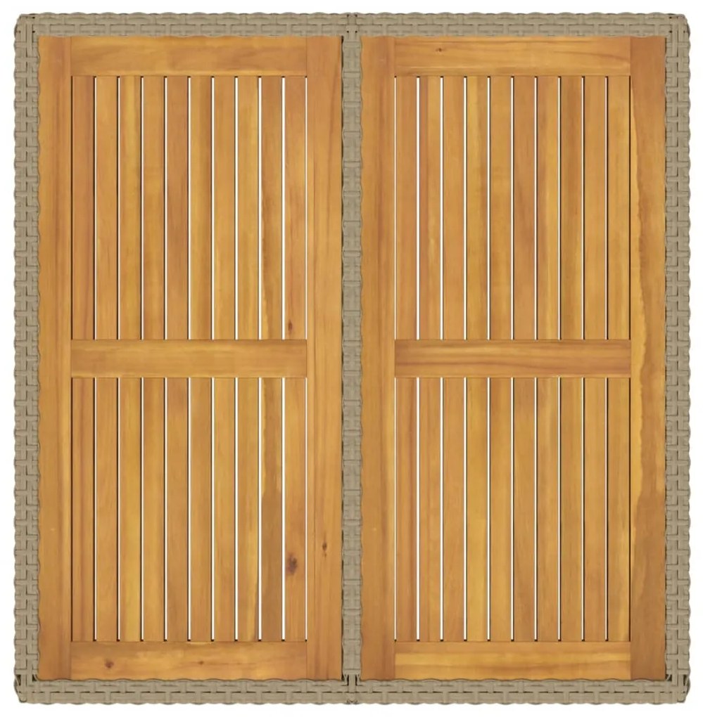 Mesa de jardim 109x107x74 cm vime PE e acácia maciça bege