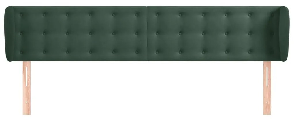 Cabeceira de cama c/ abas veludo 203x23x78/88cm verde-escuro