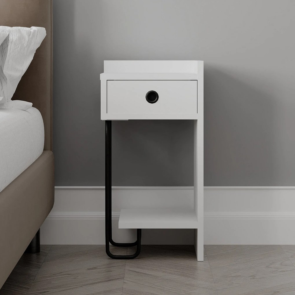 Mesinha de Cabeceira Sirius Right – Branco – 32x61x30 cm