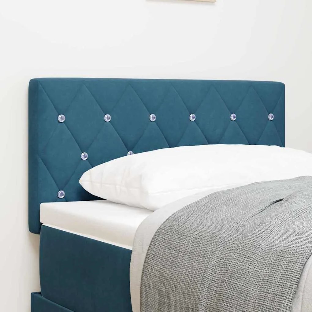 vidaXL Cabeceira LED com botão de cristal, tufted, azul escuro, 80 cm, veludo