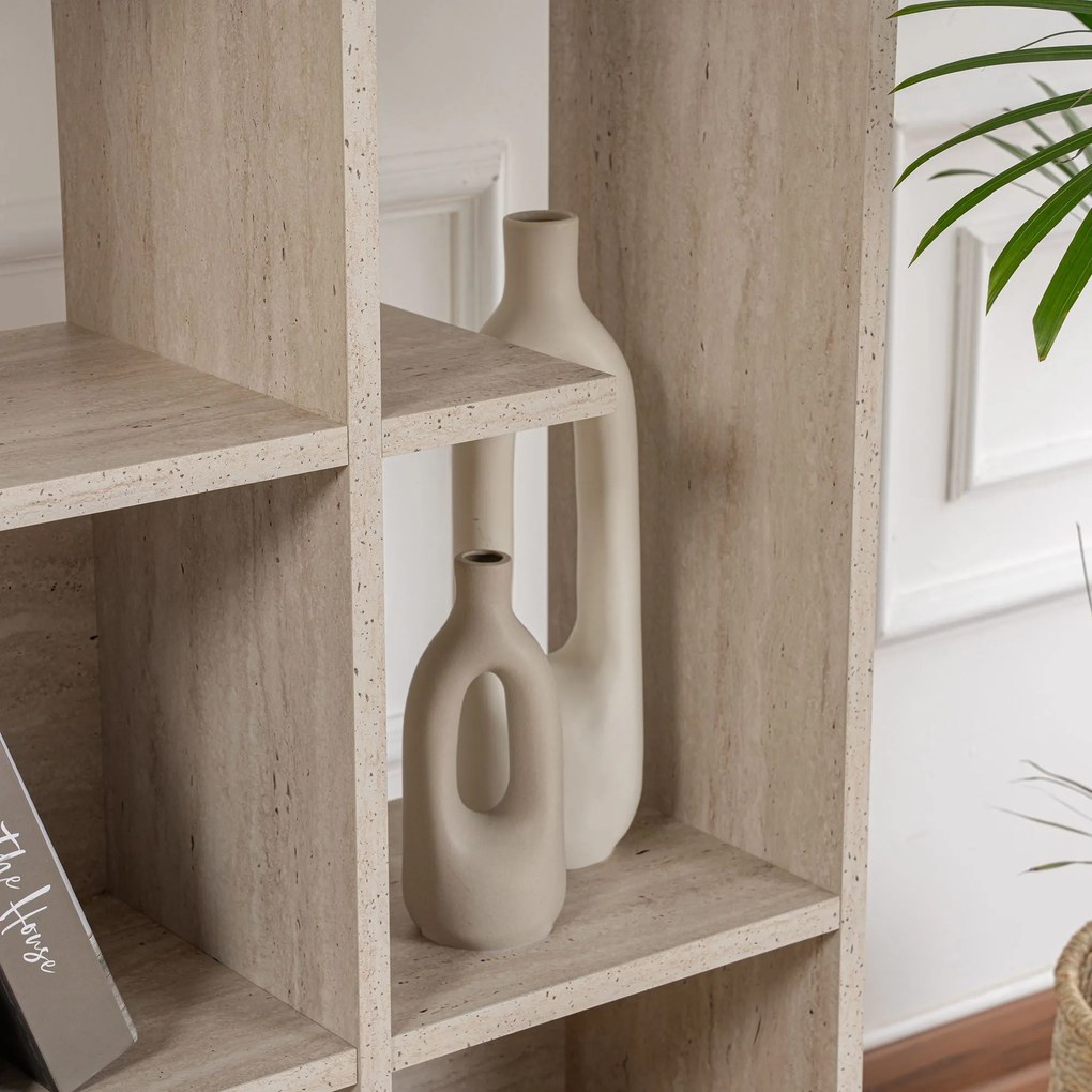 Estante "Manco" - Mármore Travertino - 122x188x25.5cm - Design Moderno