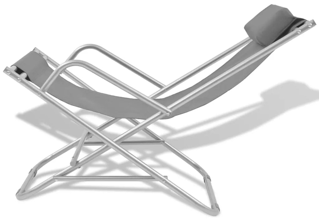 Cadeiras de jardim reclináveis 2 pcs aço cinzento