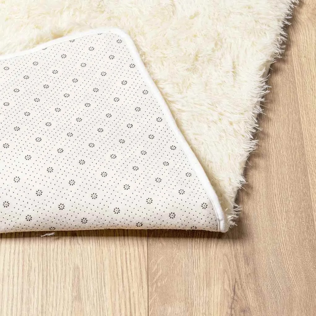 Tapete shaggy de pelo alto NAVARRA 160x160 cm poliéster creme