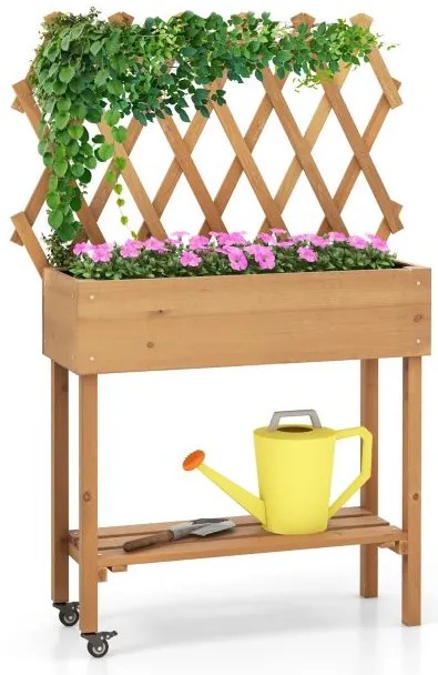 Mesa de trabalho para vasos ao ar livre com bancada de metal galvanizado para jardim - Natural