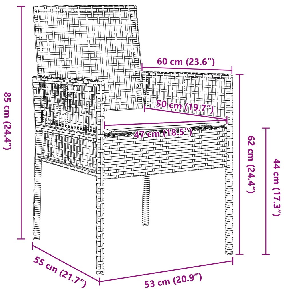 Conjunto de Jantar de Jardim de 9 Peças com Cushions Bege Rattan Poli