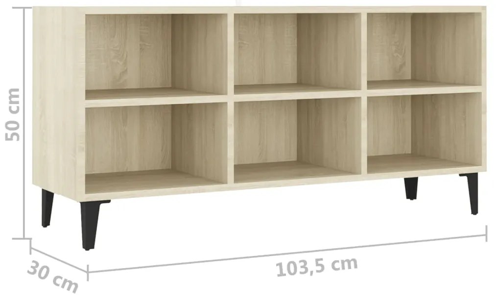 Móvel de TV pernas em metal 103,5x30x50 cm cor carvalho sonoma