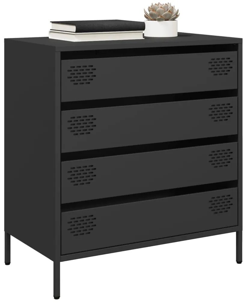 vidaXL Aparador 68x39x73,5 cm aço laminado a frio preto