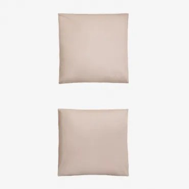 Pack De 2 Fronhas Em Algodão Percal De 180 Fios Lesia Maquilhagem Leve & 60 X 60 Cm - Sklum