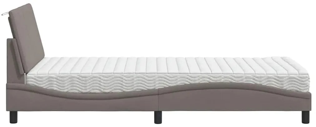 Cama com colchão 100x200 cm tecido cinzento-acastanhado
